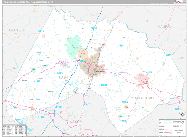 Rocky Mount Metro Area Wall Map